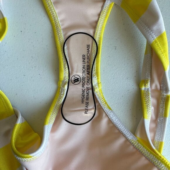 NWT Wildfox Yellow White Stripe Bikini Swim Bottom Size Small - Picture 8 of 8